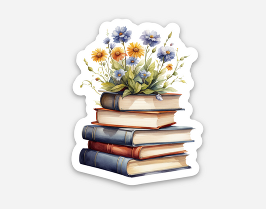 Floral Bookstack Sticker